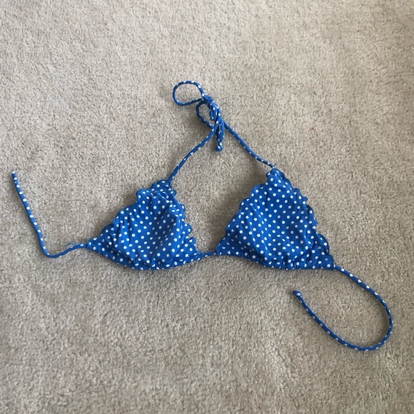 Blue polka dot triangle bikini top - Picture 1 of 3